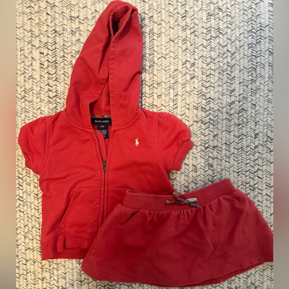 Ralph Lauren (18M) RED hooded top & skirt set